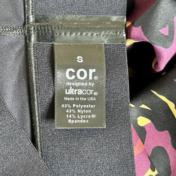 COR Ultracor USA Size S Stretch Mid Rise Active Leggings USA Purple Black Gold - Picture 3 of 10